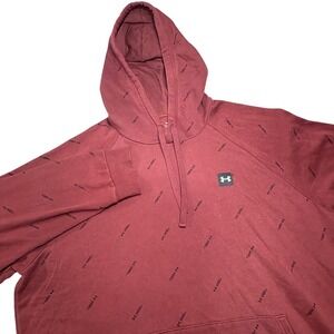 Under Armour Pullover Hoodie All Over‎ Print Logo Burgundy Maroon Men's Size XXL